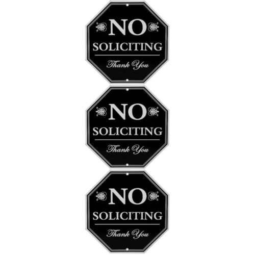  Set of 3 No Solicitation Sign Hanging Office Outdoor Reflective - Afbeelding 1 van 12