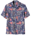 Wes and Willy Mens 4th of July Hawaiian Button Down Shirt Vintage Floral