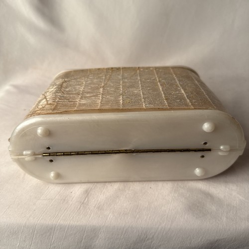 1950s Cream and Gold Star Confetti Lucite Bag with Twisted Lucite Handle 50s - Picture 12 of 13