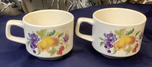 2 LENOX TEMPER-WARE Tea Coffee Mug Cup Summer Harvest Made in the USA Pair Set