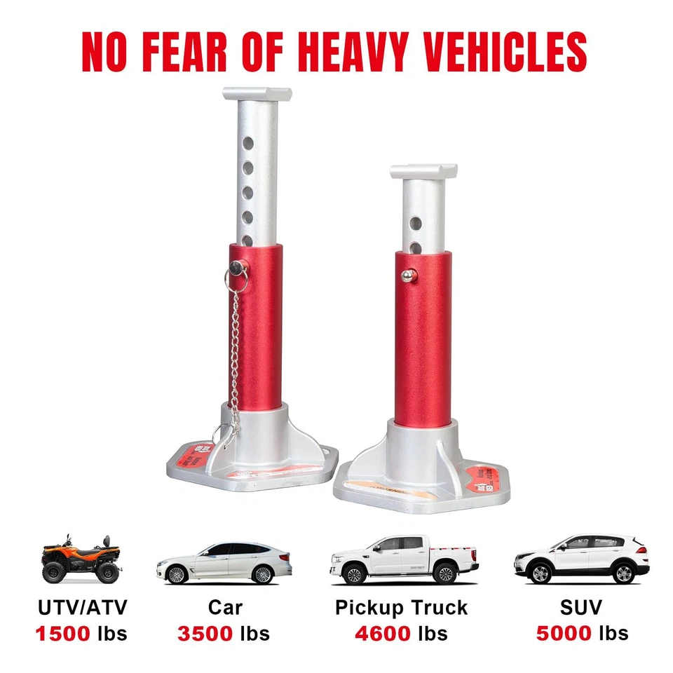 Soportes de gato de aluminio BIG RED3 TonTorin con pasador de soporte de bloqueo Foto 3 de 4