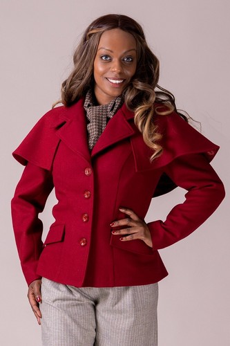 Emmy Design The Screen Siren Jacket - Burgundy Wool - Size UK 6 - US 2 - SE 34 - 第 1/23 張圖片