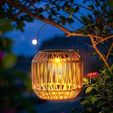 Solarlampe Außenleuchte Gartendeko Bambus Hängelampe Tischlampe LED Tischlampe