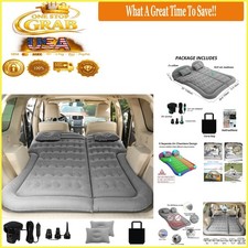 Inflatable SUV Air Mattress with Pump, Full Size Grey Camping Bed Cushion