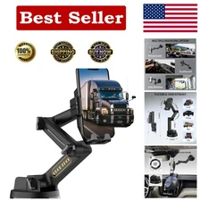 One-Hand Operation Truck Phone Mount with 16.9-Inch Arm - Ideal for Drivers