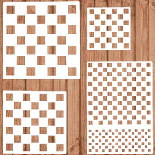 Checkerboard Stencils - 4 Pcs Assorted Sizes Reusable Checks Templates for Wood,