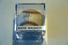 MARK WAGNER DETROIT TIGERS VINTAGE AUTOGRAPHED BASEBALL WITH SHOWCASE