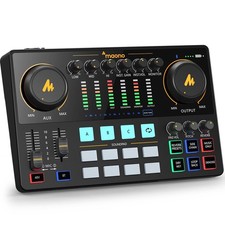 Audio Interface, MaonoCaster 10-Channel Podcast mixer with Pro-preamp, 48V Phant