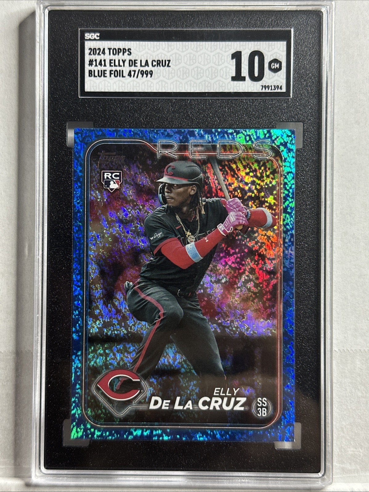 2024 Topps Series 1 - Elly De La Cruz #141 Blue Holofoil /999 (RC) SGC 10