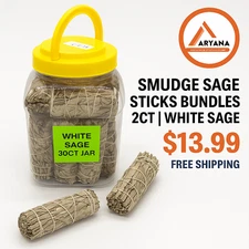WHITE SAGE |SMUDGE SAGE STICKS BUNDLES 2CT | $13.99 – FREE SHIPPING