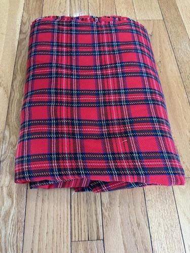 Red Plaid Tartan Fabric 60x2.5 Yds Christmas Kilt Blanket Rustic Kilt