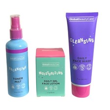 Global Beauty Care Daily Facial Set - Cleanser, Toner, Moisturizer Lot Of 3 