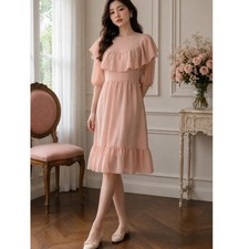 RED VALENTINO Pastel Pink Ruffle Cape Dress SMALL 4/40 Romantic Tiered Coquette