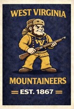 West Virginia Mountaineers Est. 1867 Metal Sign 12x8in