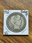 1912 P Barber Silver Half Dollar VG Very Good U.S. 50c Type Coin (Raw14342) TX