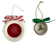 Vintage Handmade Needlepoint Christmas Ornaments Set of 2-Snowflake  Tree