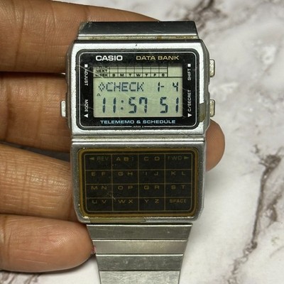 VTG. Casio Data Bank DBC 610 Watch Digital Silver Tone Telememo Parts Repair