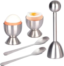Xicennego Egg Cracker Topper Set of 5 - Includes 2 Egg Cups, 2 Spoons and 1 Cutt