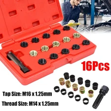 16Pcs Carbon Steel Spark Plug Tap Thread Repair Tools M14 X 1.25mm with Case
