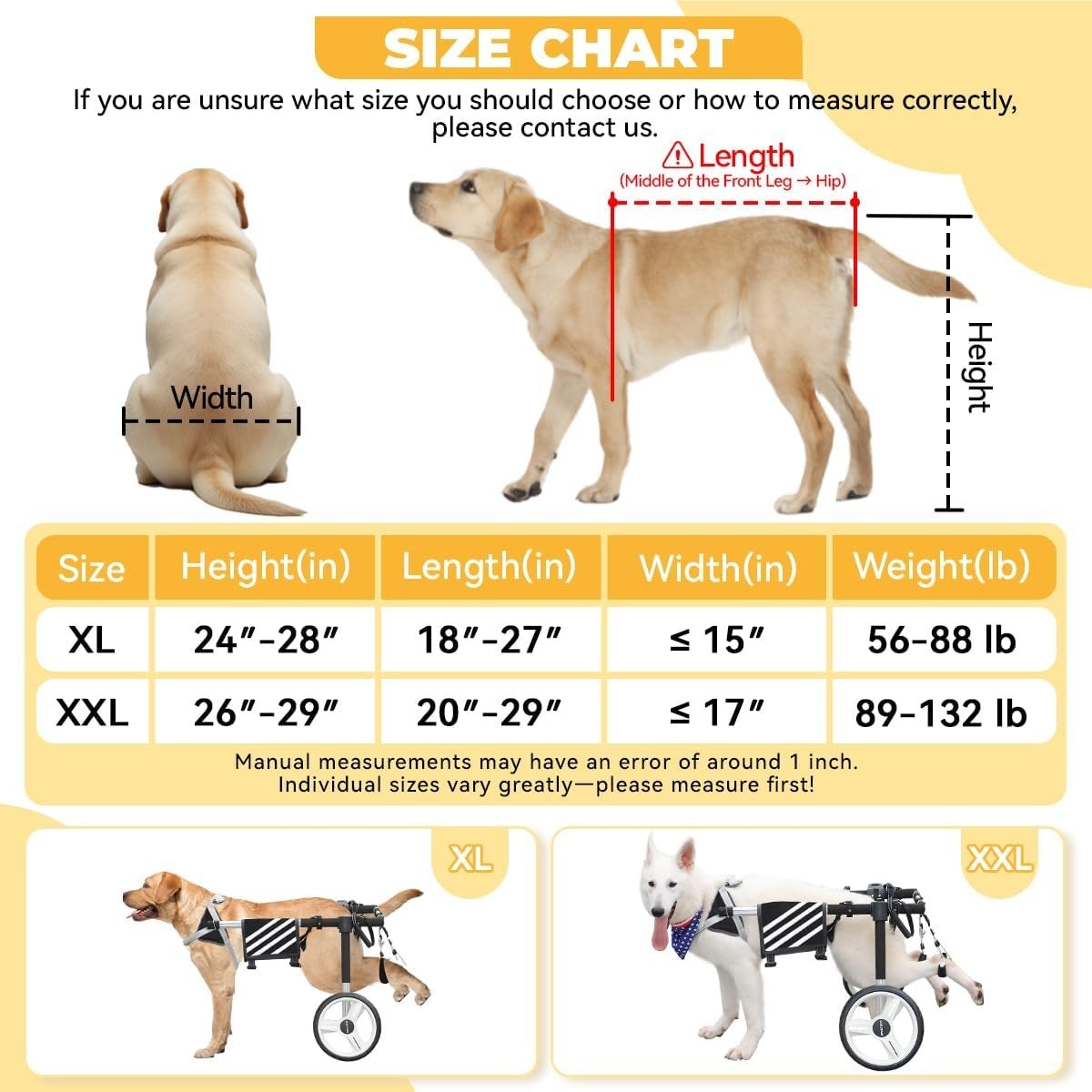 XXL Large Dog Wheelchair for Back Legs Heavy Duty Adjustable Pet