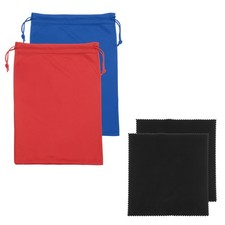 Ski Goggle Bag, Microfiber Bag with Cleaning Cloth 2 Pcs Blue/Red