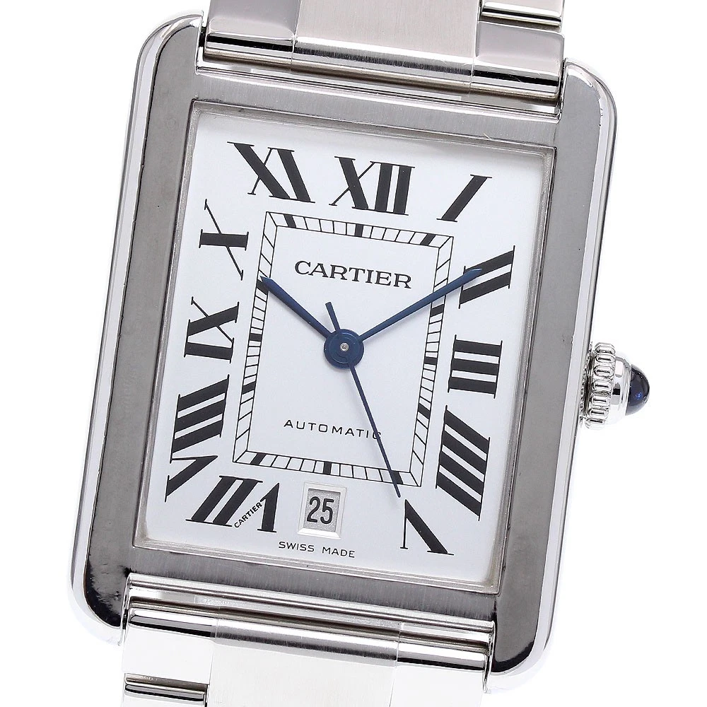 Orologio Uomo Automatico CARTIER Tank solo XL W5200028 Data Quadrante Argento_820903