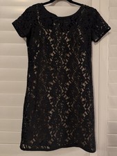 LOFT Black Floral Lace Mini Dress