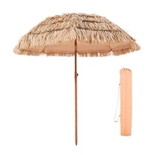 6ft tilted thatched patio umbrella, Hawaiian style beach umbrella