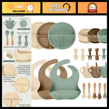 24 PCS Silicone Baby Feeding Set - Suction Bowls, Divided Plates, Bibs, Spoons 