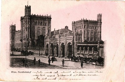 Vintage Wien Nordbahnhof Postcard with 1908 Austrian Stamp, Historic View