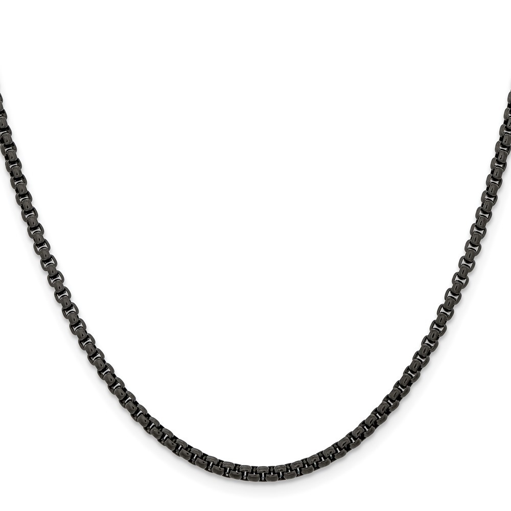 Stainless Steel Polished Black IP-plated Box Chain Necklace 24