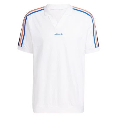 adidas Originals Herren Polohemd V-Ausschnitt Baumwolle Weiß Trefoil Retro - Bild 1 von 4