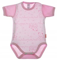 Kurzarm-Body Aus 100 % Baumwolle Mit Rosa TeddybäRenmotiv, GrößE 56, Klekle
