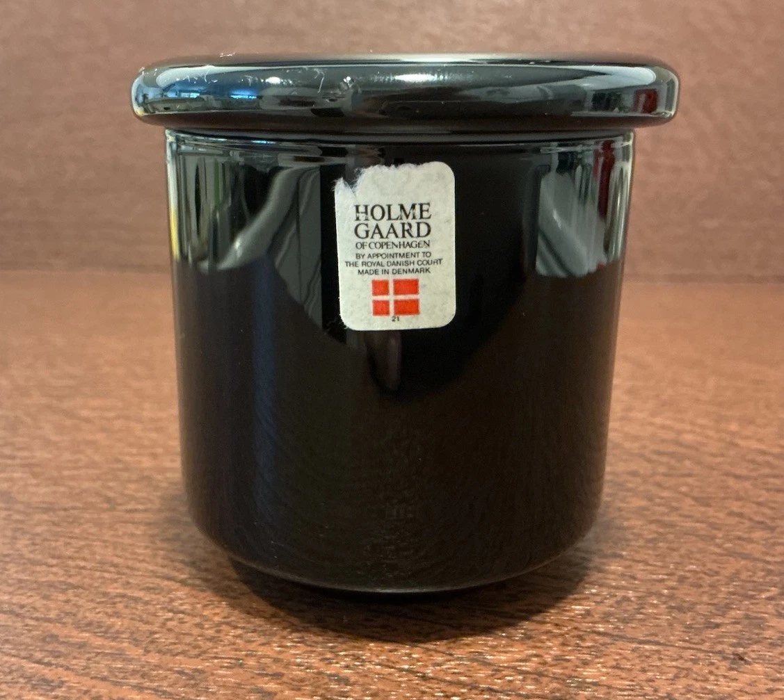 HOLMEGAARD ~ DENMARK ~ MICHAEL BANG DESIGN ~ VTG. CASED GLASS LIDDED MUSTARD JAR
