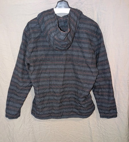 Prana Men's Large Westbrook Hooded Flannel Pullover Shacket Sweatshirt Blue - Picture 3 of 5