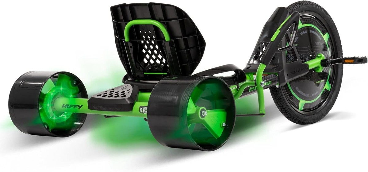 20 Inch Drift Trike for Kids 8+ Adjustable Seat Steel Frame Green