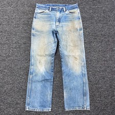 Vintage Wrangler Denim Jeans - Mens Sz 34x30 936PWD Blue Distressed Whiskering