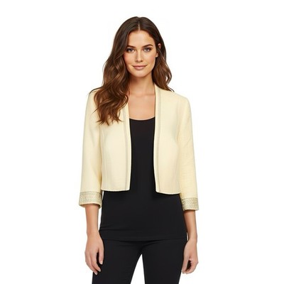 Sonia Pena Tweed Cropped Jacket Sz Large Bolero Mother Of The Bride Formal