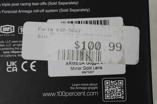 NEW! 100% Armega Goggles MX Motocross MTB Mirror Gold & Clear Lenses FREE SHIP! - Picture 3 of 5