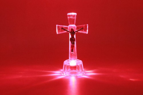 Lighting Crystal Cross Holy Land Glass Gift Beautiful Crucifix Christmas Easter - Picture 3 of 12