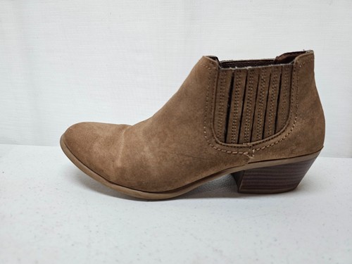 American Eagle Size 9 Brown Faux Leather Ankle Boots 2" Block Heel Booties - Picture 2 of 11