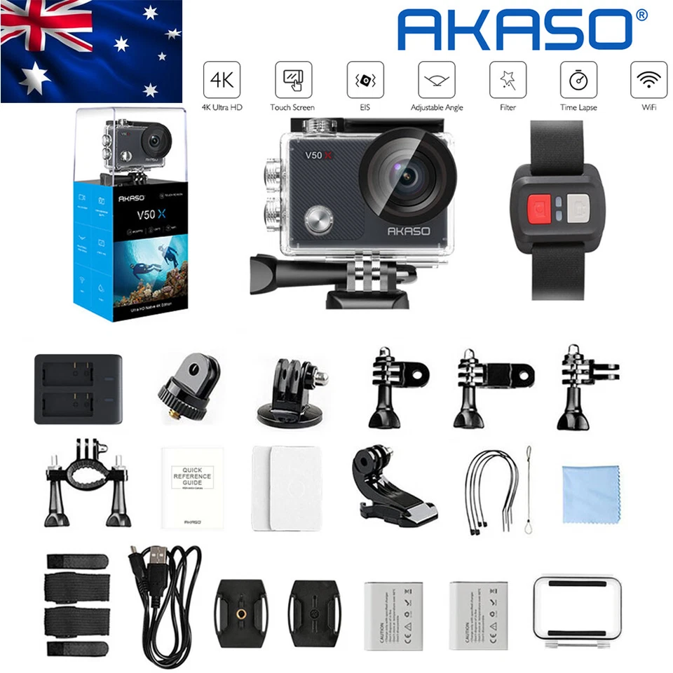 AKASO 30FPS 4K full HDR Action Camera 20MP Sports Cam Waterproof Remote Control - image 2 of 4