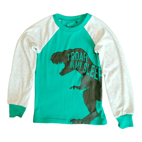 Little Rebels Boys 4-Piece Teal Dinosaur Pajama Set (Size 4 and 7) - Picture 2 of 11