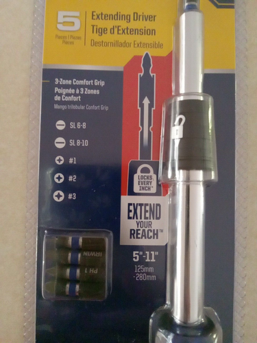 Irwin 5pc Extending Driver 3-zone Comfort Grip 5-11” Locks Every Inch #1948779 - Picture 4 of 11