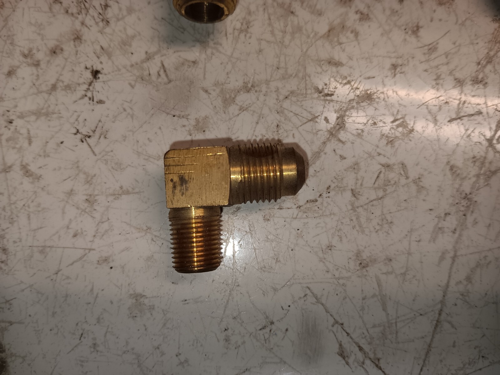49X5 Male Pipe/ SAE 45° Flare 90° Elbow Adapter | 1/8" Male NPTF x 5/16" SAE 45°