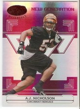 A.J. NICHOLSON MIRROR RED ROOKIE /100 2006 LEAF CERTIFIED MATERIALS 163 BENGALS