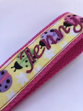 Key Fob/ Ladybug/ Monogram/ Personalized: Wristlet/ Pink/ Yellow