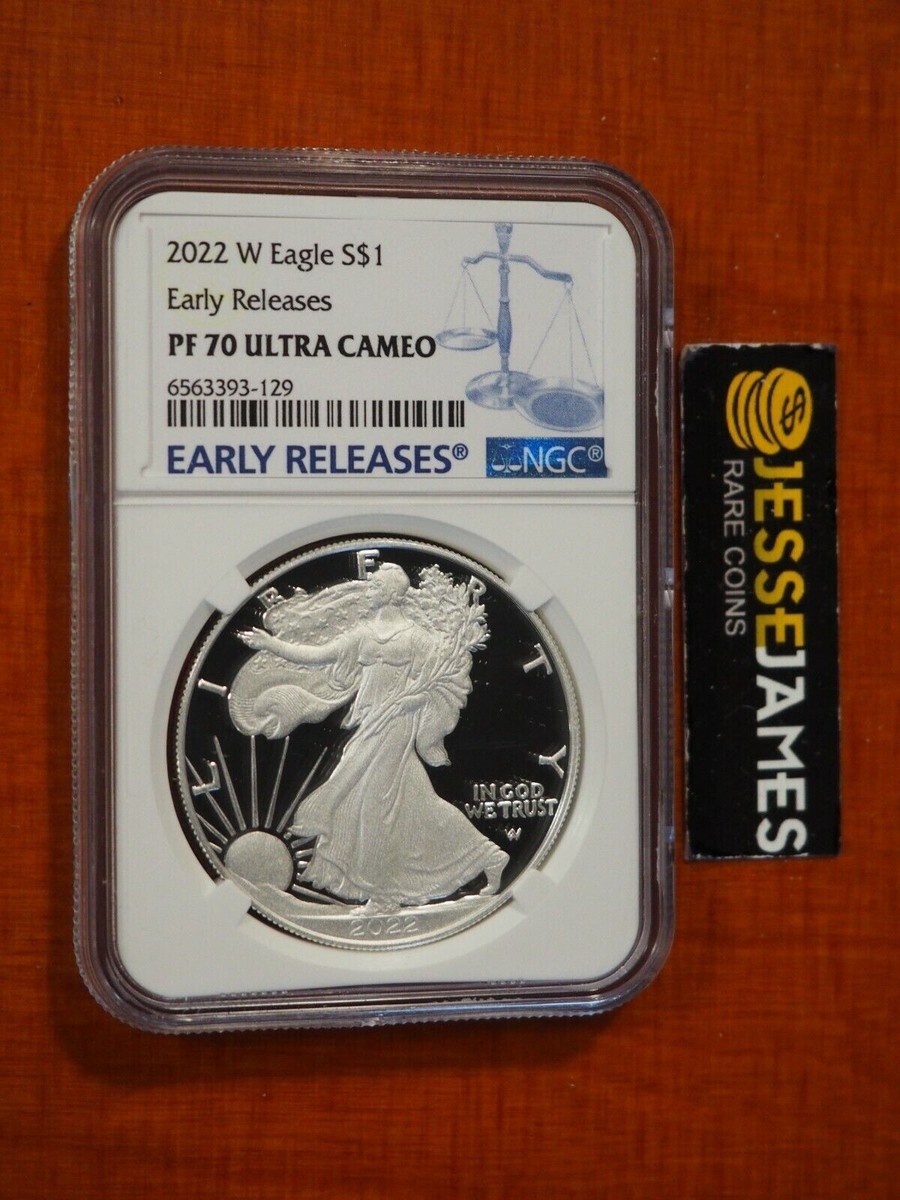 2022 W PROOF SILVER EAGLE NGC PF70 ULTRA CAMEO EARLY RELEASES BLUE