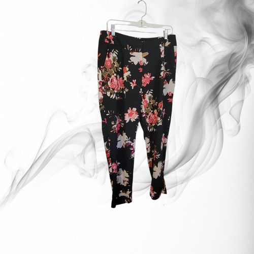 Ann Taylor Loft Floreale Marisa Drapey Tg 4 Pantaloni Tasche Nero Rosa T08 - Foto 5 di 8