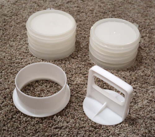 💜 LOT Tupperware Hamburger Burger Patty Press maker ring & 6 Storage Keepers - Picture 6 of 24